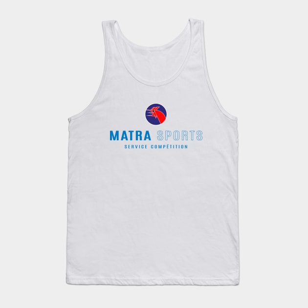 Matra Sports Service Competition logo 1973 - colour print on white Tank Top by retropetrol